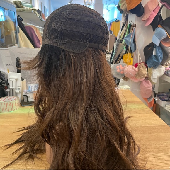 Human hair blend brown wig with bang - Picture 5 of 9